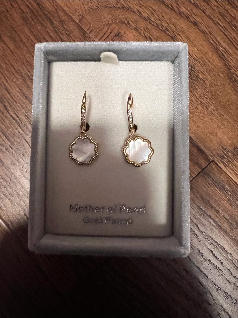Gold-Plated Mother of Pearl Floral Drop Earrings